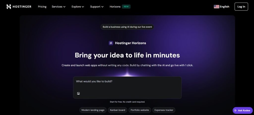 Hostinger Horizons – AI Web App Builder, No Coding Required 1 Hostinger Horizons